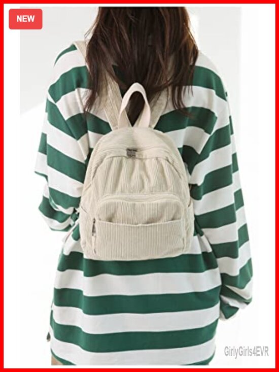 Small Corduroy Backpack for Women - Cute Mini Aesthetic Bookbag Purse main image 4